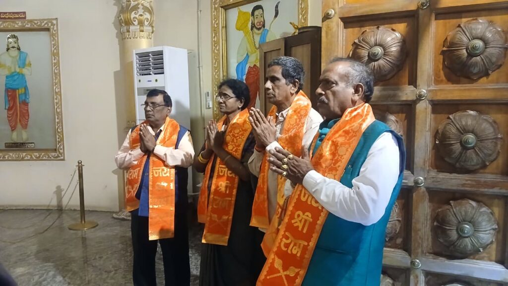 Sri M. Venkataraju garu Vzm Dist President in Temple with Founder President