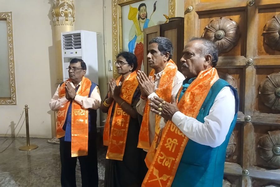 Sri M. Venkataraju garu Vzm Dist President in Temple with Founder President